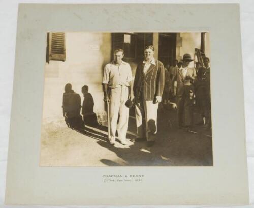 Maurice Allom, Cambridge University, Surrey &amp; England 1926-1938. M.C.C. tour to South Africa 1930/31. Original large sepia photograph taken at the drawn second Test played at Newlands, Cape Town, 1st- 5th January 1931, from the tour on which Maurice A