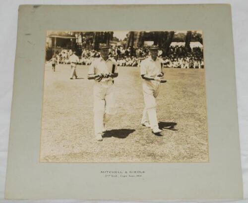 Maurice Allom, Cambridge University, Surrey &amp; England 1926-1938. M.C.C. tour to South Africa 1930/31. Original large sepia photograph taken at the drawn second Test played at Newlands, Cape Town, 1st- 5th January 1931, from the tour on which Maurice A
