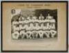 'Currie Cup Tournament 1958/59. Winners - Transvaal'. Official mono photograph of twenty team members seated and standing in rows in cricket attire with the trophy, and P. Heine inset to top left corner. Players featured who represented South Africa are W
