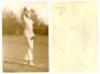 Kent C.C.C. Three early sepia photographs, two feature James Seymour in batting poses at Lord's c.1910. Both measure 4&quot;x5&quot;. Photographer unknown. Both images with creasing, tears and some loss. The other depicts Frank Woolley in bowling pose, pr - 3