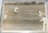 Test and County photographs late 1940s-1970s. Black file comprising approx. one hundred original mono press photographs, including match action, teams, player portraits etc. Subjects include Don Bradman playing golf on the 1948 tour. Norman Yardley and Do - 2