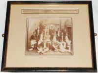 W.G. Grace. 'Cricket Match in aid of St. John's Hospital, Twickenham' 1908. Original sepia photograph of twelve players, seated and standing in rows wearing cricket attire, caps, blazers etc. for the charity match played between XVIII of Twickenham v W. S