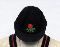 Kenneth Cranston. Lancashire &amp; England 1947-1948. Lancashire C.C.C. first eleven cricket cap worn by Cranston during his first class playing career with the club. The navy blue cap, by Foster of Mayfair, with beautifully embroidered emblem of the red 