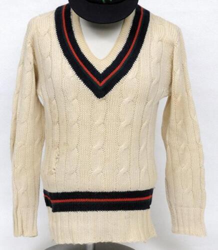 Kenneth Cranston. Lancashire &amp; England 1947-1948. Lancashire C.C.C. first eleven long sleeved cricket sweater worn by Cranston during his first class playing career with the club. The sweater, by Paine of Godalming, with trimming in Lancashire colours