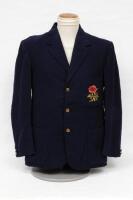 Kenneth Cranston. Lancashire &amp; England 1947-1948. Lancashire C.C.C. first eleven cricket blazer worn by Cranston during his first class playing career with the club. The navy blue blazer with beautifully embroidered emblem of the red rose of Lancashir