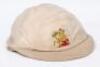 Kenneth Cranston. Lancashire &amp; England 1947-1948. M.C.C. touring cap worn by Cranston on the tour of the West Indies in 1947/48. The [unusually] white/creme cap, by E.C. Devereux of Eton, with central emblem of St. George &amp; the Dragon to front. 'K