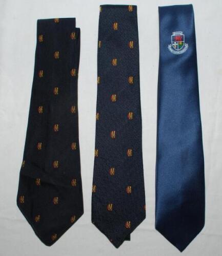 Cyril Frederick Walters. Glamorgan, Worcestershire &amp; England 1923-1935. Three official ties issued to and worn by Walters, two M.C.C. City ties and a Glamorgan Former Players Association tie. VG - cricket<br><br>Walters captained Worcestershire 1931-1