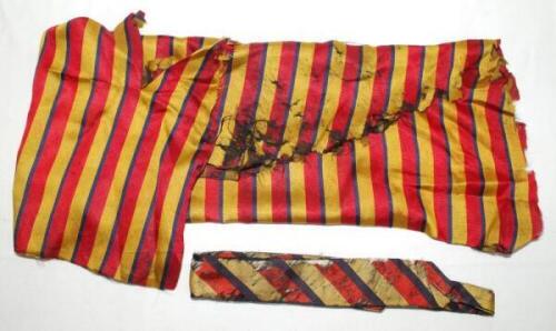 David Denton. Yorkshire &amp; England 1894-1920. An M.C.C. scarf and self tie bow tie previously the property of David Denton. Both in somewhat distressed condition with loss, tears etc. It is believed the vendor, recently deceased, bought the items at a 