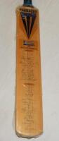 England v Australia 1997. Full size Duncan Fearnley 'Cornhill Insurance Test Series 1997' bat signed to the face by twelve members of the England team and seventeen members of the Australian touring party. Signatures include Atherton, Hussain, Stewart, Th