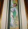 'Procter'. Full size cricket bat featuring a hand painted portrait by 'du Preez' of Procter in bowling action to face of bat and extending to one edge. Boldly signed in full to the face by Procter. Artist's signature to edge. Mounted in display case. Som - 2