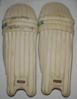 Stephen Fleming. New Zealand. A pair of Gunn &amp; Moore 'Autograph' cricket pads used by Fleming in his playing career. One pad signed in thick black ink, 'Best wishes, Stephen Fleming'. Some wear, otherwise in good condition - cricket