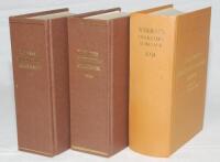 Wisden Cricketers' Almanack 1931, 1933 and 1936. 68th, 70th &amp; 73rd editions. The 1931 edition bound in light brown boards, with original paper wrappers, with titles in gilt to front board and spine. Very minor wear to wrappers, faint lettering handwri