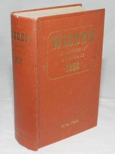 Wisden Cricketers' Almanack 1950. Original hardback. Minor wear to boards and spine paper otherwise in good/very good condition - cricket