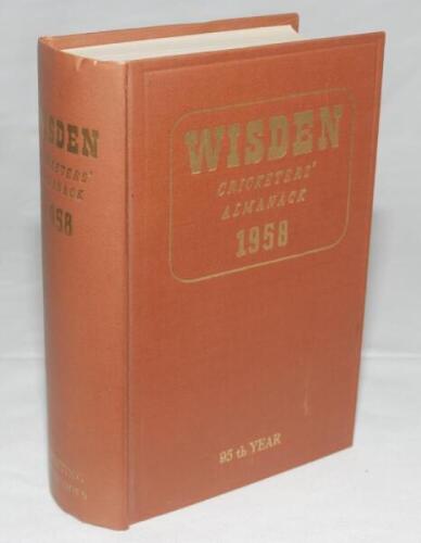 Wisden Cricketers' Almanack 1958. Original hardback. Very good condition - cricket