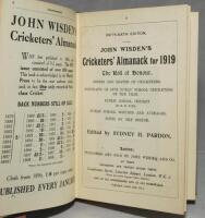 Wisden Cricketers' Almanack 1919. 56th edition. Bound in green boards, lacking original wrappers, titles in gilt to spine. Very good condition. Rare war-time edition - cricket