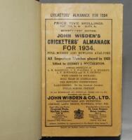 Wisden Cricketers' Almanack 1934. 71st edition. Bound in dark brown boards, with original wrappers, titles in gilt to spine. Minor wear to wrappers otherwise in good/very good condition - cricket