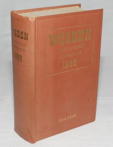 Wisden Cricketers' Almanack 1955. Original hardback. Some dulling to gilt titles on spine paper otherwise in good/very good condition - cricket