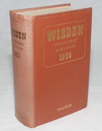 Wisden Cricketers' Almanack 1956. Original hardback. Some dulling to gilt titles on spine paper otherwise in good/very good condition - cricket