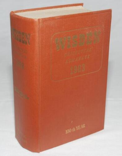 Wisden Cricketers' Almanack 1963. Original hardback. Very minor faults to boards and spine paper otherwise in good/very good condition - cricket