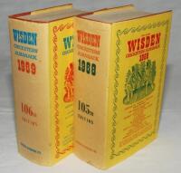 Wisden Cricketers' Almanack 1968 and 1969. Original hardbacks with dustwrapper. Some age toning and minor wear to the dustwrapper spines of both editions otherwise in good condition - cricket