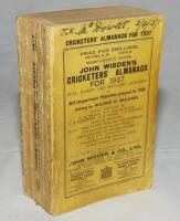 Wisden Cricketers' Almanack 1937. 64th edition. Original paper wrappers. Minor wear and age toning to wrappers, handwritten name of ownership and date to top border of front wrapper, wear and some loss to spine paper otherwise in good condition - cricket