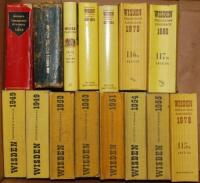 Wisden Cricketers' Almanack 1949, 1950, 1951, 1954, 1955, 1978 to 1983, 1985 to 1991, 1993, 1999 and 2002, plus duplicate copies for 1949, 1950, 1980, 1981, 1986, 1987, 1989 and 1991. All original limp cloth covers. Mixed condition, the two 1949 editions 