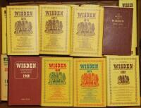 Wisden Cricketers' Almanack 1949, 1968, 1969, 1971, 1973, 1974, 1977 to 1979, 1981, 1984, 1996 (2 copies), 1999 (2), 2000, 2001, 2002 (3), 2003 and 2004 plus a hardback edition of 'An Index to Wisden 1864-1943'. Compiled by Rex Pogson. London 1944. All or