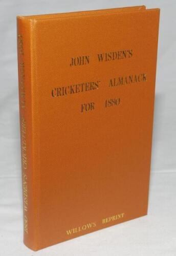 Wisden Cricketers' Almanack 1880. Willows softback reprint (1987) in light brown hardback covers with gilt lettering. Un-numbered limited edition. Good/very good condition - cricket