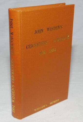 Wisden Cricketers' Almanack 1884. Willows softback reprint (1984) in light brown hardback covers with gilt lettering. Un-numbered limited edition. Good/very good condition - cricket
