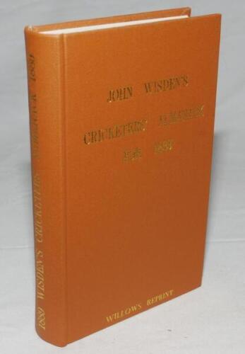 Wisden Cricketers' Almanack 1889. Willows softback reprint (1990) in light brown hardback covers with gilt lettering. Un-numbered limited edition. Good/very good condition - cricket