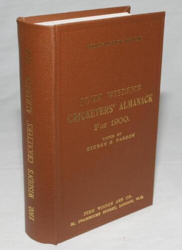 Wisden Cricketers' Almanack 1900. Willows hardback reprint (1996) in dark brown boards with gilt lettering. Limited edition 492/500. Very good condition - cricket