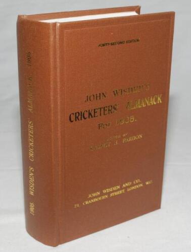 Wisden Cricketers' Almanack 1905. Willows hardback reprint (1998) in dark brown boards with gilt lettering. Limited edition 423/500. Very good condition - cricket