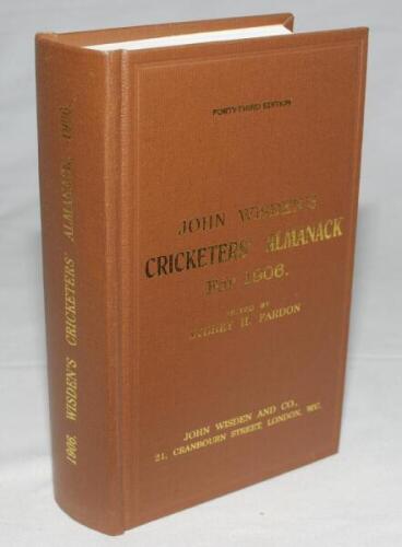 Wisden Cricketers' Almanack 1906. Willows hardback reprint (1999) in dark brown boards with gilt lettering. Limited edition 342/500. Very good condition - cricket