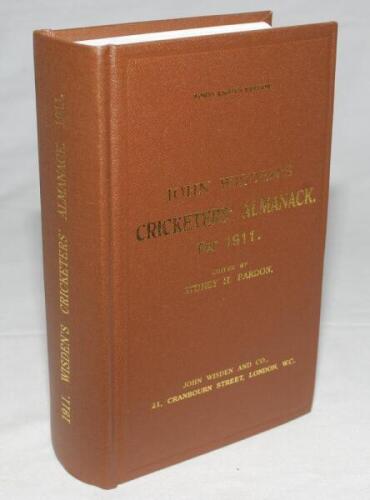 Wisden Cricketers' Almanack 1911. Willows hardback reprint (2001) in dark brown boards with gilt lettering. Limited edition 380/500. Very good condition - cricket
