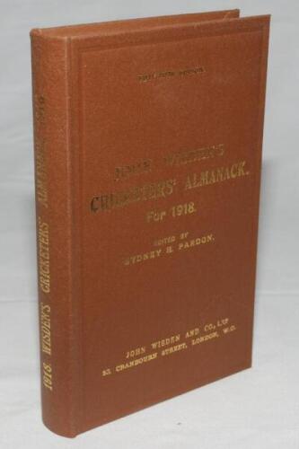 Wisden Cricketers' Almanack 1918. Willows hardback reprint (1997) in dark brown boards with gilt lettering. Limited edition 343/500. Very good condition - cricket