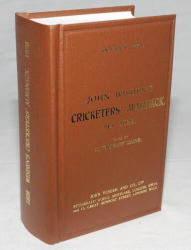 Wisden Cricketers' Almanack 1929. Willows hardback reprint (2008) in dark brown boards with gilt lettering. Limited edition 377/500. Very good condition - cricket