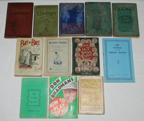Cricket books. Small box of twelve various cricket books, the majority with the bookplate of G.B. Buckley. Titles are 'The Cricket Match. A Poem in Two cantos', Copthall Chambers 1859. 'Pastimes and Players', R. MacGregor 1881. 'Cricket', W.G. Grace, J. P