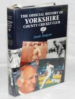 'The Official History of Yorkshire County Cricket Club'. Derek Hodgson. Marlborough 1989. Profusely signed by Yorkshire players dating from 1910s-2000s. Includes signatures on pieces, labels, cuttings and the odd extra page laid down, and to the pages thr