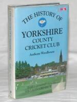 'The History of Yorkshire County Cricket Club'. Anthony Woodhouse. Helm Publishing. London 1989. Profusely signed by approx. three hundred past and present players to front and rear end papers, inside covers, pages etc. Some signatures on pieces or labels