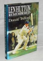 'Len Hutton Remembered'. Donald Trelford. London 1992. Good dustwrapper. Signed in ink to the half title page by twelve players to have captained Yorkshire. Signatures include Ray Illingworth, Phil Carrick, Fred Trueman, Ronnie Burnet, Geoff Boycott, Darr