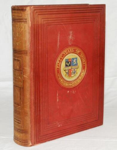 'Fifty Years of Sport- At Oxford, Cambridge and the Great Public Schools' Eton, Harrow and Winchester. Volume III. Edited by R.H. Lyttelton, A. Page and E.B. Noel. London 1922. Red calf with colour schools emblem to front covers and gilt to spine. Gilt to