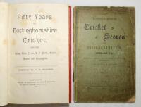 'Nottinghamshire Cricket Scores and Biographies from 1838'. Volumes I, II and III. Compiled by C.H. Richards. 1888, 1890 &amp; 1891. Volumes I and II, printed and published by George Richards of Nottingham, bound together in red cloth with title page, 'Fi
