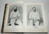 'Famous Cricketers &amp; Cricket Grounds'. C.W. Alcock. London 1895. Bound in half leather with title in gilt to spine, marbled end papers. Some age toning and wear to boards otherwise in good condition - cricket