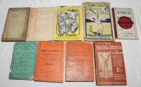 Cricket annuals and instructional books. Box comprising forty three titles. Annuals include 'John Lillywhite's Cricketers' Companion' 1877. Original green paper wrappers with wear and loss. 'James Lillywhite's Cricketers' Annual' 1889 and 1900, original r