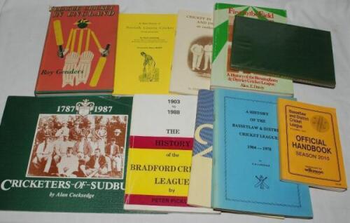 League, Club and Minor Counties cricket histories. Eleven titles, of which two are signed. 'Cricket in Doncaster &amp; District, an outline history', Philip L. Scowcroft 1985, signed by Scowcroft, and 'The History of the Bradford Cricket League 1903 to 19