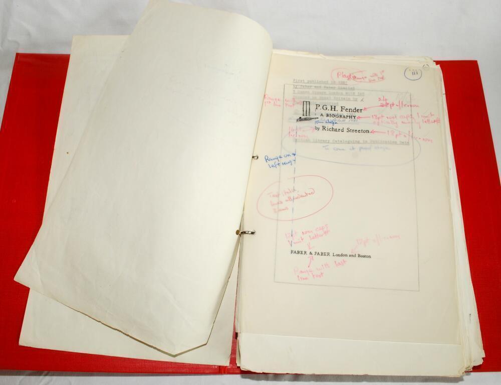 'P.G.H. Fender. A Biography'. Richard Streeton. London 1981. Red file ...