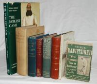 W.G. Grace and Ranjitsinhji. Two titles on Grace, 'W.G. Cricketing Reminiscences &amp; Personal Recollections', W.G. Grace, London 1899. Two copies, one in publishers cloth with pictorial cover, the other rebound in modern half calf leather. 'The Graces. 