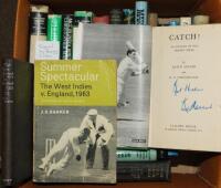 Cricket tour histories 1920s onwards. Fifty five titles in two boxes, the majority relating to cricket tours. Five titles are signed including 'Catch!', Keith Miller, London 1952, signed by Miller, and 'Summer Spectacular. The West Indies v. England, 1963