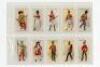 Military cigarette cards 1901-1976. Eight complete sets of cards. Sets are John Player &amp; Sons, 'Regimental Uniforms' 1912, blue backs, full set of fifty, and a full set of fifty brown back second series. 'Military Uniforms of the British Empire Overse - 3