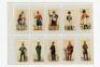 Military cigarette cards 1901-1976. Eight complete sets of cards. Sets are John Player &amp; Sons, 'Regimental Uniforms' 1912, blue backs, full set of fifty, and a full set of fifty brown back second series. 'Military Uniforms of the British Empire Overse - 11